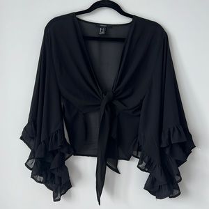 FOREVER 21 Bell Sleeved Tie Front Blouse